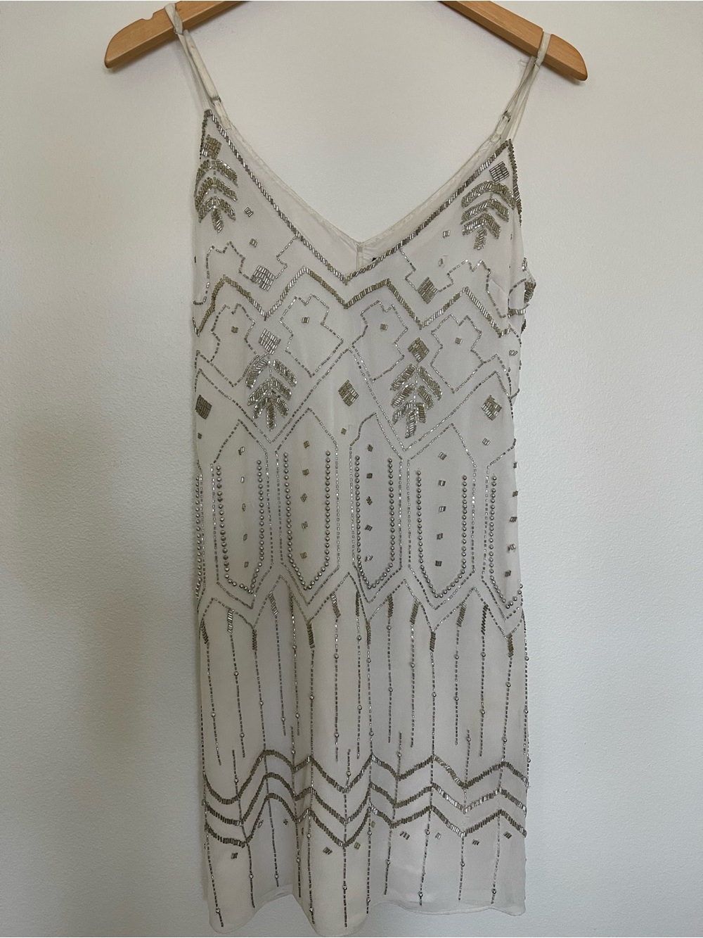 W118 by Walter Baker White Dress with Silver Beaded Embellishment